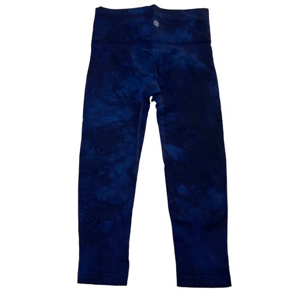 Athleta Re Charge Navy/Blue Tie Dye Crop Capri Leggings Size XS Activewear - Picture 2 of 8